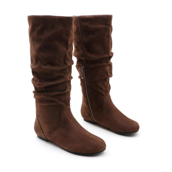 GJPBGK Women’s Boots Knee High Slouch Boots with Side Zipper Comfortable Pull-On Flat Fall & Winter Fashion Boots