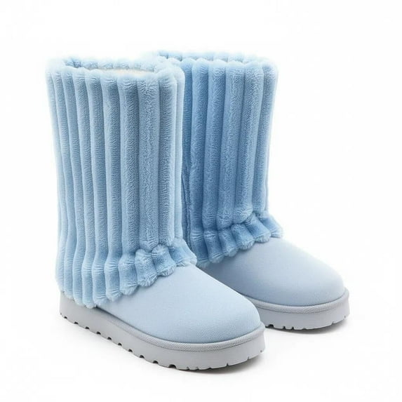 GJPBGK Women Winter Snow Boots Faux-Fur Lined Warm Mid Calf Suede Platform Flat Outdoor Fashion Fur Boots