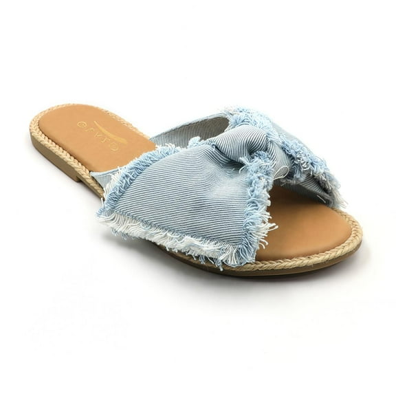 GJPBGK Women’s Casual Slide Sandals Flat Slip-On Summer Shoes with Bow Detail, Ideal for Beach, Travel & Everyday Wear