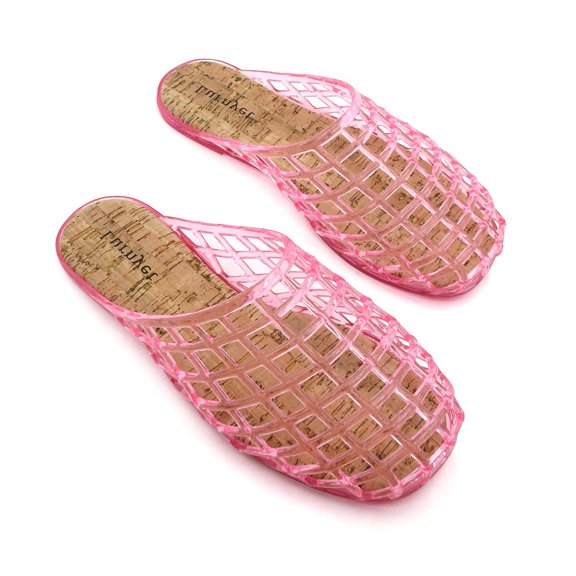 GJPBGK Women’s Comfortable Slip-On Jelly Sandals - Breathable Mesh PVC Flat Slippers, Closed-Toe Non-Slip Beach Shoes for Summer, Lightweight for Outdoor Travel & Casual Wear