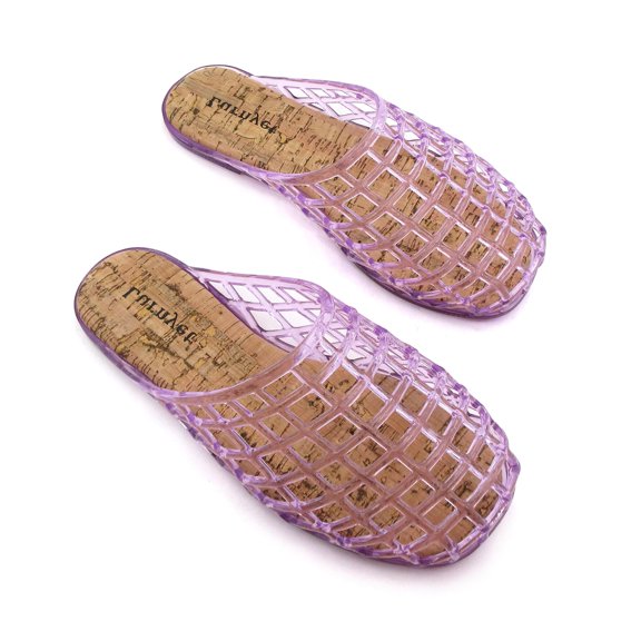 GJPBGK Women’s Comfortable Slip-On Jelly Sandals - Breathable Mesh PVC Flat Slippers, Closed-Toe Non-Slip Beach Shoes for Summer, Lightweight for Outdoor Travel & Casual Wear