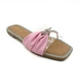 thumbnail image 1 of GJPBGK Women’s Flat Sandals Bow Slide Sandals Square Toe Summer Slip-On Shoes with Clear Straps for Party or Casual Wear, 1 of 5