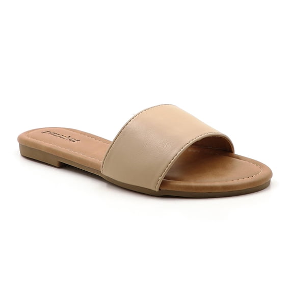 GJPBGK Women's Flat Slide Sandals Open Toe One-Band Summer Slip-On Shoes for Beach, Travel & Casual Outfits