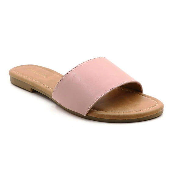 GJPBGK Women's Flat Slide Sandals Open Toe One-Band Summer Slip-On Shoes for Beach, Travel & Casual Outfits