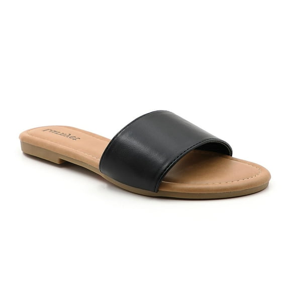 GJPBGK Women's Flat Slide Sandals Open Toe One-Band Summer Slip-On Shoes for Beach, Travel & Casual Outfits