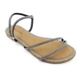 thumbnail image 1 of GJPBGK Women's Sparkly Slide Sandals with Rhinestones, Flat Open Toe Dress Shoes for Summer Party, Glitter Slip-On Sandals, 1 of 5