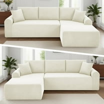 GJQ 103" Boneless Couches, Modular Sectional Sofa with Oversized Chaise, L-Shape Cloud Couch with Deep Seat, for Living Room,No Assembly Required(Beige,Corduroy,Right Facing Chaise)