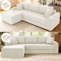 GJQ 103" Cloud Boneless Couch with Deep Seat,Right Facing Chaise, Independent pocket springs Corduroy L Shaped Couch Convertible Sofa Bed for Living Room Bedroom, No Assembly Required