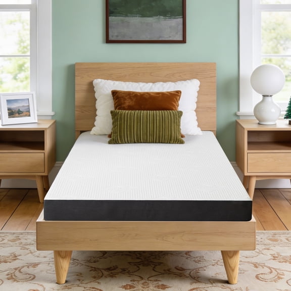 GJQ 6 inch Twin Mattress Gel Memory Foam Mattress with Cooling Green Tea Gel for Cool Sleep,Adult