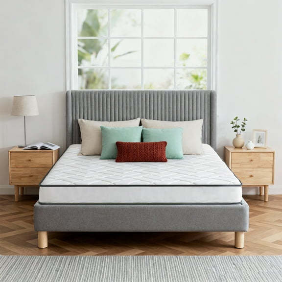 GJQ 6" Hybrid Mattress, Queen , Built in Pocketed Coils and Gel Memory Foam Layer, Breathable,Adult