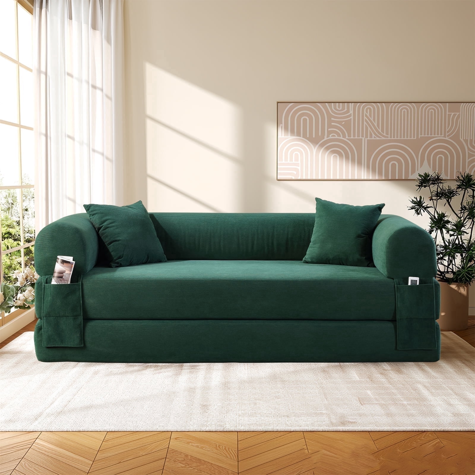 GJQ 35.5" Convertible Couch Bed Folding Loveseat Sleeper Sofa 3-Seater ...