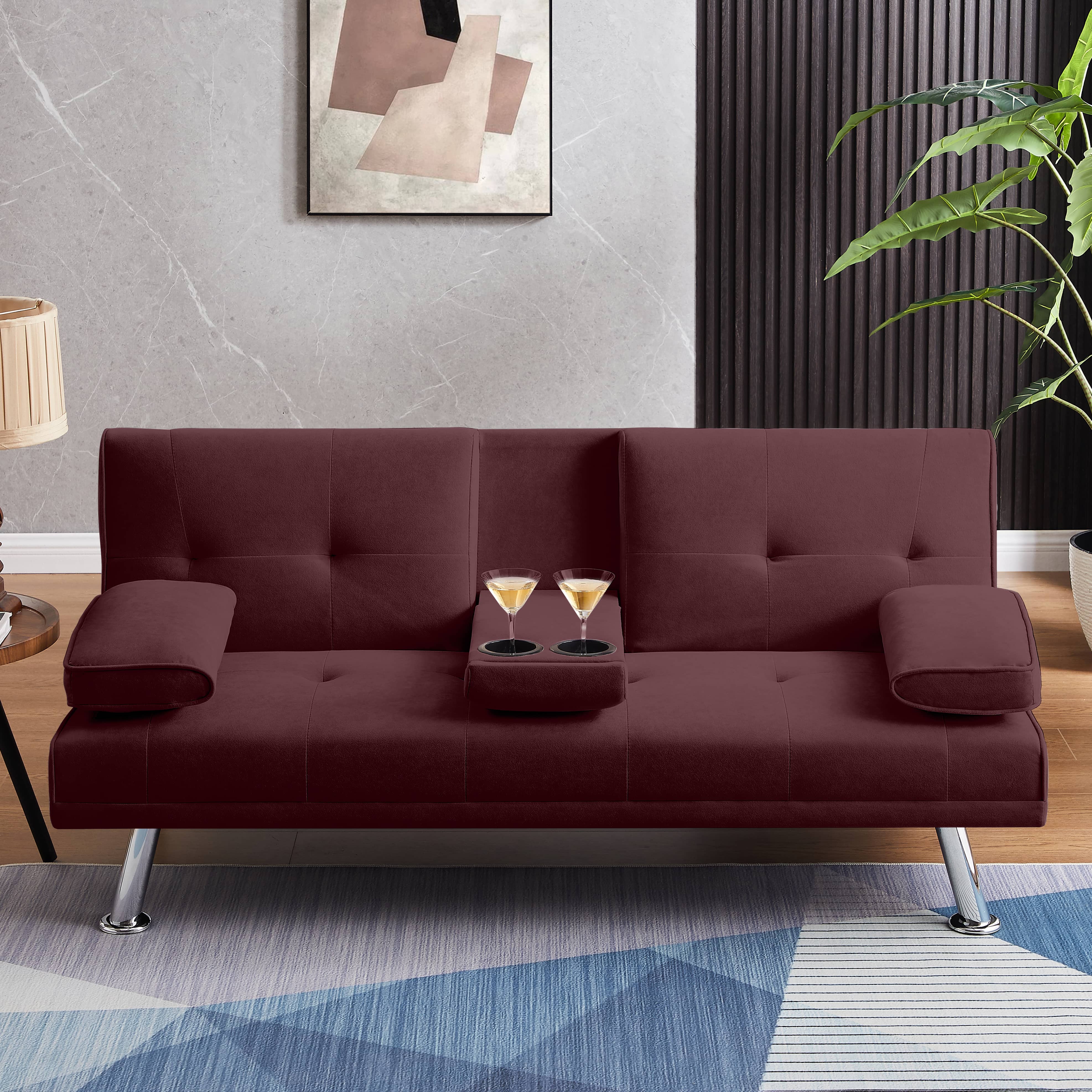 GJQ Convertible Futon Sofa Bed with Durable Steel Legs, Modern Folding