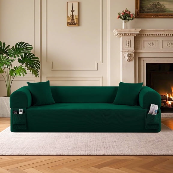 GJQ Modular Sectional Sofa 3-Seater Couch,for Living Room, Bedroom, Apartment((Corduroy,Green))