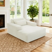 GJQ Oversized Chair Chaise Lounge Indoor, Cloud Floor Sofa Bed with Throw Pillows and Armrests,Deep Seat Sleeper Couch for Living Room, Bedroom, No Assembly, (Plush Corduroy,Beige)