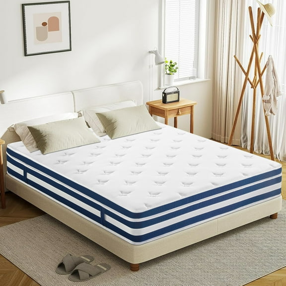 GJQ Twin Size Mattress, 10" Hybrid Mattress Individually Pocket Innerspring,Premium Pressure,Mattress in a Box