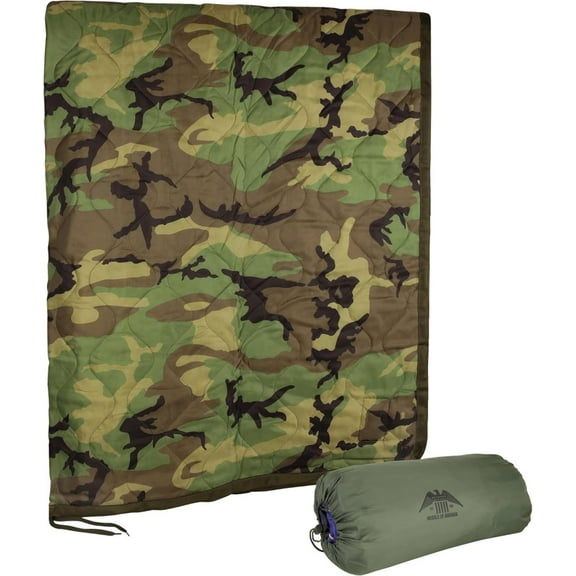 GJSP Military Gear Blanket Poncho Liners Woobie Emergency Blanket - Military Surplus Cold Weather Camping and Hunting Woobie Blanket (Woodland)
