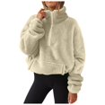thumbnail image 1 of GJSYRH 1/4 Zip Sherpa Pullover Womens Fuzzy Fleece Half Zip Pullover Oversized Zip Up Hoodie Quarter Zip Cropped Sweatshirt, 1 of 5