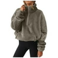 thumbnail image 1 of GJSYRH 1/4 Zip Sherpa Pullover Womens Fuzzy Fleece Half Zip Pullover Oversized Zip Up Hoodie Quarter Zip Cropped Sweatshirt, 1 of 5