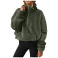 thumbnail image 1 of GJSYRH 1/4 Zip Sherpa Pullover Womens Fuzzy Fleece Half Zip Pullover Oversized Zip Up Hoodie Quarter Zip Cropped Sweatshirt, 1 of 5