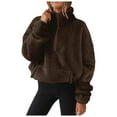 thumbnail image 1 of GJSYRH 1/4 Zip Sherpa Pullover Womens Fuzzy Fleece Half Zip Pullover Oversized Zip Up Hoodie Quarter Zip Cropped Sweatshirt, 1 of 5