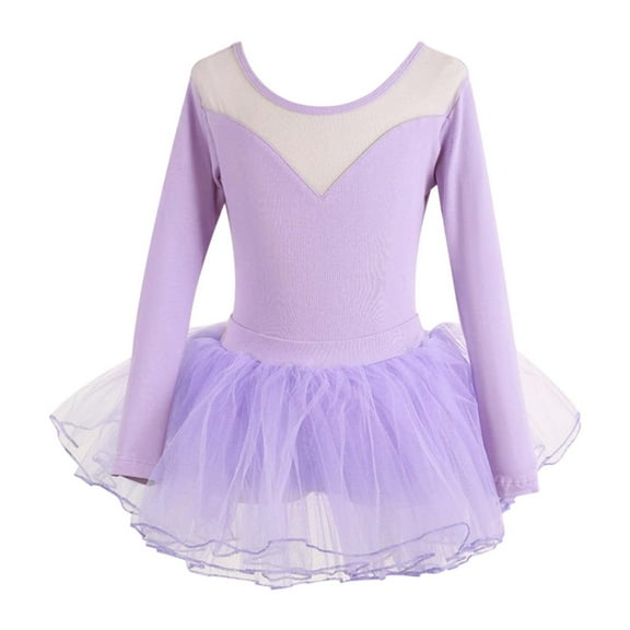 GJSYRH Ballet Leotards for Girls Toddler Leotard with Tutu Skirt Dance Tutu Dress Purple 5-6 Years