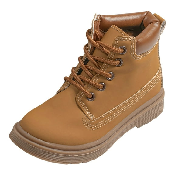 GJSYRH Boy Girl Ankle Boots Waterproof Non- Leather Boots Little Kids Toddler Snow Winter Combat Ankle Work Booties Brown 8.5