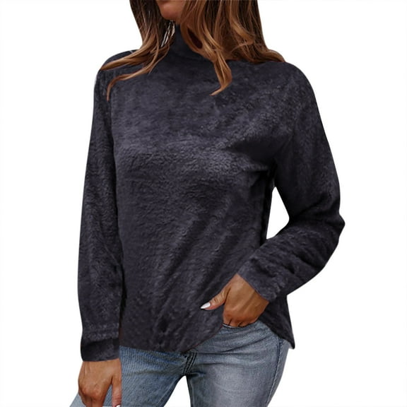 GJSYRH Crop Pullover Sweater Women Elegant Women's Turtleneck Pullover Sweater for Cold Weather Comfort and Versatile Style with Soft