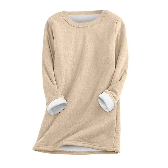 GJSYRH Lined Sweatshirt for Women,Oversized Crewneck Pullover Tops Long Sleeve Thermal Sweatshirts Winter Clothes