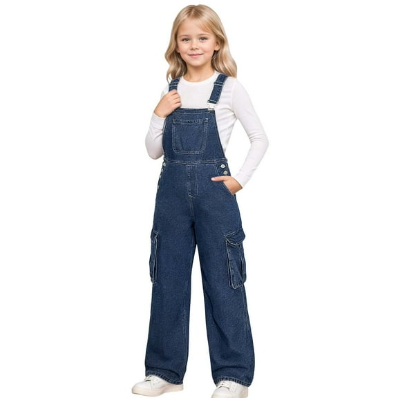 GJSYRH Girls Denim Overalls,Kids Star Patchwork Adjustable Straps Straight Leg Stretchy Jean Jumpsuit Dungarees Pants Blue 8-9 Years