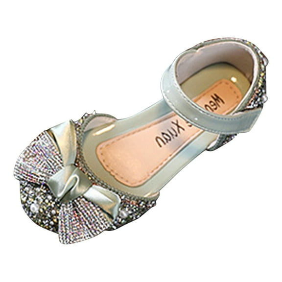GJSYRH Girls Dress Shoes Mary Jane Princess Shoes Girls' Flats Glitter Low Heels Flower Wedding Party Footwear for Toddler Little/Big Kid Green 10.5-11 Years