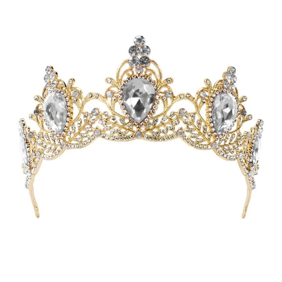 GJSYRH Girls Hair Accessories Gold Princess Rhinestone Headband Wedding Bridal Hair Accessories Birthday Prom Pageant Party Gold 8Over 8 years old