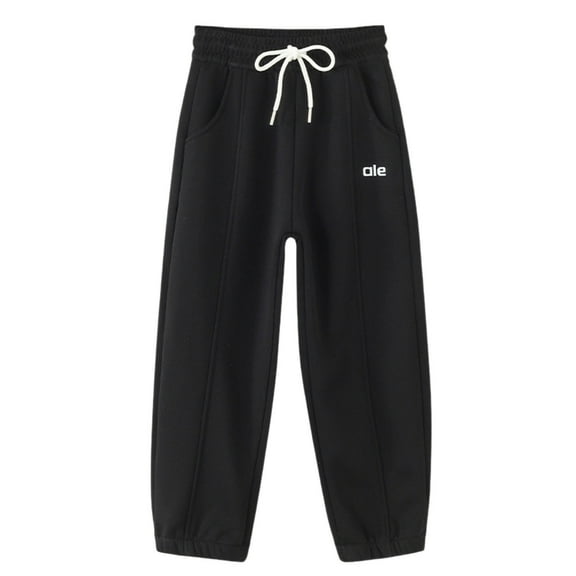 GJSYRH Girls Lined Sweatpants Straight Leg Pants Lined Joggers For Fall Winter Wear Loose Fit Stretchy Thickened Kids Sweatpants Black 4-5 Years