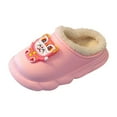 thumbnail image 1 of GJSYRH Girls Plush Slipper Cozy Winter Slippers For Girls Indoor Outdoor Lined Cartoon Soft Sole Toddler Kids Footwear Pink 7-8 Years, 1 of 9