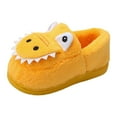 thumbnail image 1 of GJSYRH Girls Plush Slipper Fashion Cute Autumn Winter Slippers Flat Bottom Lightweight Soft Comfortable Warm Solid Color Cartoon Animal Design Yellow 18-24 Months, 1 of 5