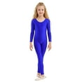 thumbnail image 1 of GJSYRH Girls Scoop Neck Long Sleeve Unitard Bodysuit Dancewear Blue 4-6Years, 1 of 8