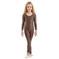thumbnail image 1 of GJSYRH Girls Scoop Neck Long Sleeve Unitard Bodysuit Dancewear Coffee 10-12Years, 1 of 8