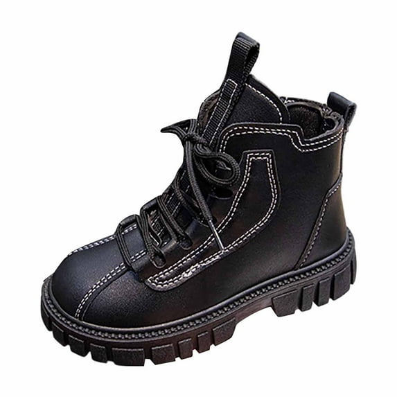 GJSYRH Girls Sole Lace Up Boots Combat Boots Rave Boots for Women Booties Motorcycle Fashion Buckle Goth Chunky Heel Black 9.5-10 Years