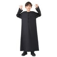 thumbnail image 1 of GJSYRH Kids Boys Muslim Arab Islamic Kaftan Embroidered Robe Solid Color Thobe Islamic Arabic Abaya Ethnic Dress With Pockets, 1 of 9