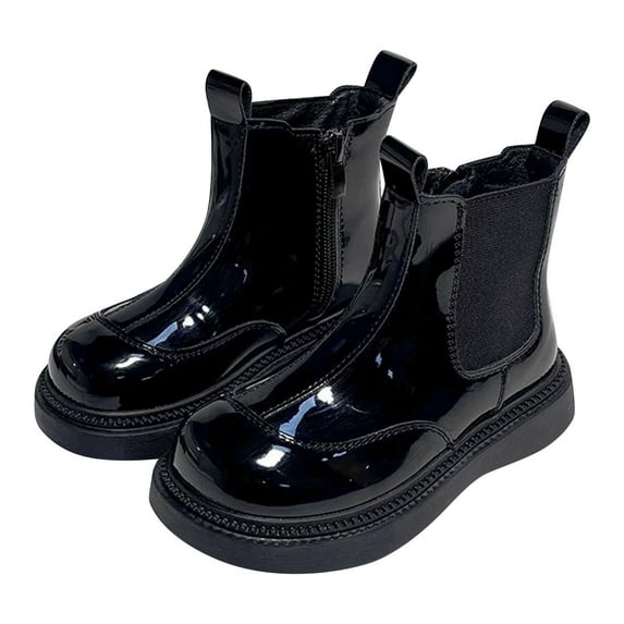 GJSYRH Kids Girls Ankle Boots For Everyday School Wear With Secure Grip Sole And Lightweight Comfortable Durable Footwear Design Black 4.5-5 Years