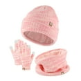 thumbnail image 1 of GJSYRH Kids Winter Knit Hat Set with Gloves Scarf Neck Warmer and Mittens for Girls Toddler Children Lined Cold Weather Accessories Pink One Size, 1 of 3