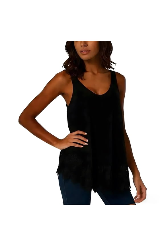 Long Lace Camisole Tank Tops for Women for Under Clothes Cotton Layering Shirt Extender Sleeveless Tunic