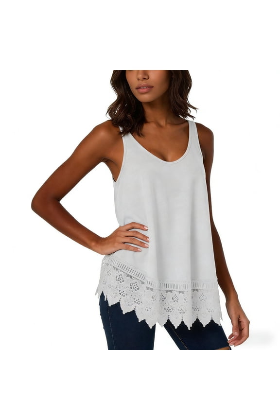 Long Lace Camisole Tank Tops for Women for Under Clothes Cotton Layering Shirt Extender Sleeveless Tunic