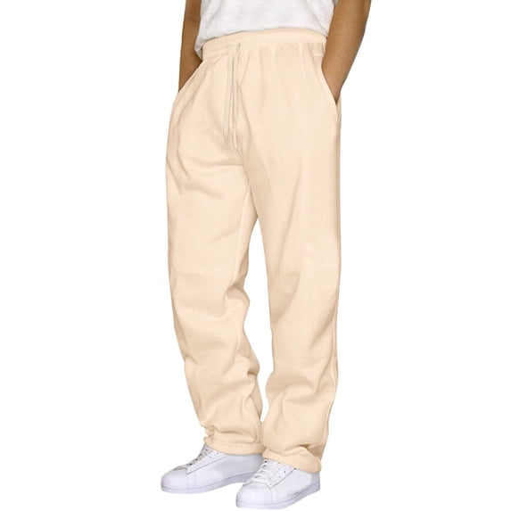 GJSYRH Men's Baggy Sweatpants Fleece Straight Leg Casual Sweat Pants Drawstring Athletic Workout Gym Jogger with Pockets Yellow XXXL