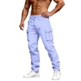thumbnail image 1 of GJSYRH Mens Cargo Pants High Waisted Casual Baggy Jeans Wide Leg Trendy Loose Cotton Trouser Purple M, 1 of 4