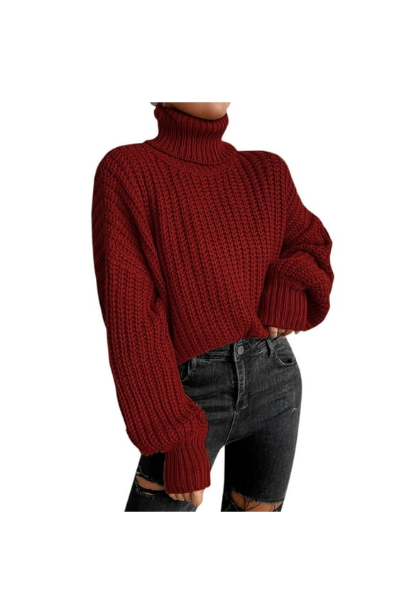 Oversized Pullover Sweater Women Winter Fashion Oversized Knitted Turtleneck Sweater for Women Comfortable Nylon Plus Size