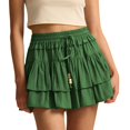 thumbnail image 1 of GJSYRH Shorts for Women Ruffled Tiered Pleated Mini Skirts Boho High Waist Flowy Comfy Tennis Golf Skorts Green S, 1 of 6