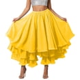 thumbnail image 1 of GJSYRH Skirts for Women Mid Length Flowy Chiffon Three Tiered High Slit Belly Dance Wrap Skirt Rolled Hem Carnival Performance Skirt, 1 of 5