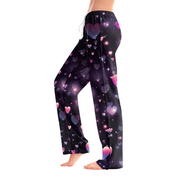GJSYRH St Patricks Day Pajama Pants for Women, Funny Shamrock Printed Drawstring Soft Bottoms, Clover Green Lounge Pants