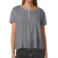 thumbnail image 1 of GJSYRH Stylish Women's Casual Wear Solid Print Design Comfort Fit Blouse with Elegant Pleated Detail and Modern Front, 1 of 4