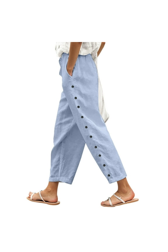 Tear Away Pants for Women Side Snap Button Sweatpants Casual Loose
